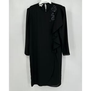 Monica Richards Womens Dress Size L Sequin Vintage Ruffle Cocktail Goth Glam‎